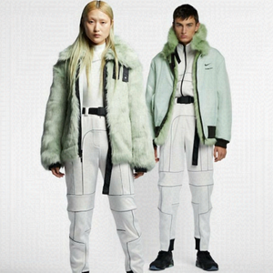 𝅺nike x Ambush Yoon Reversible Faux Fur Coat in Jade Horizon Black Size Medium